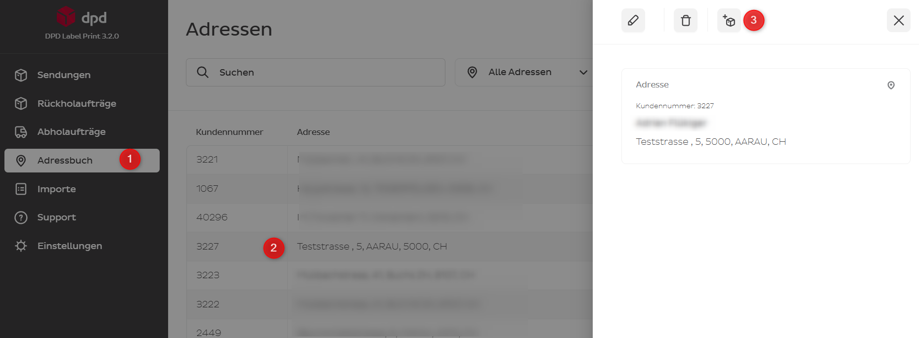 Address book — create shipment