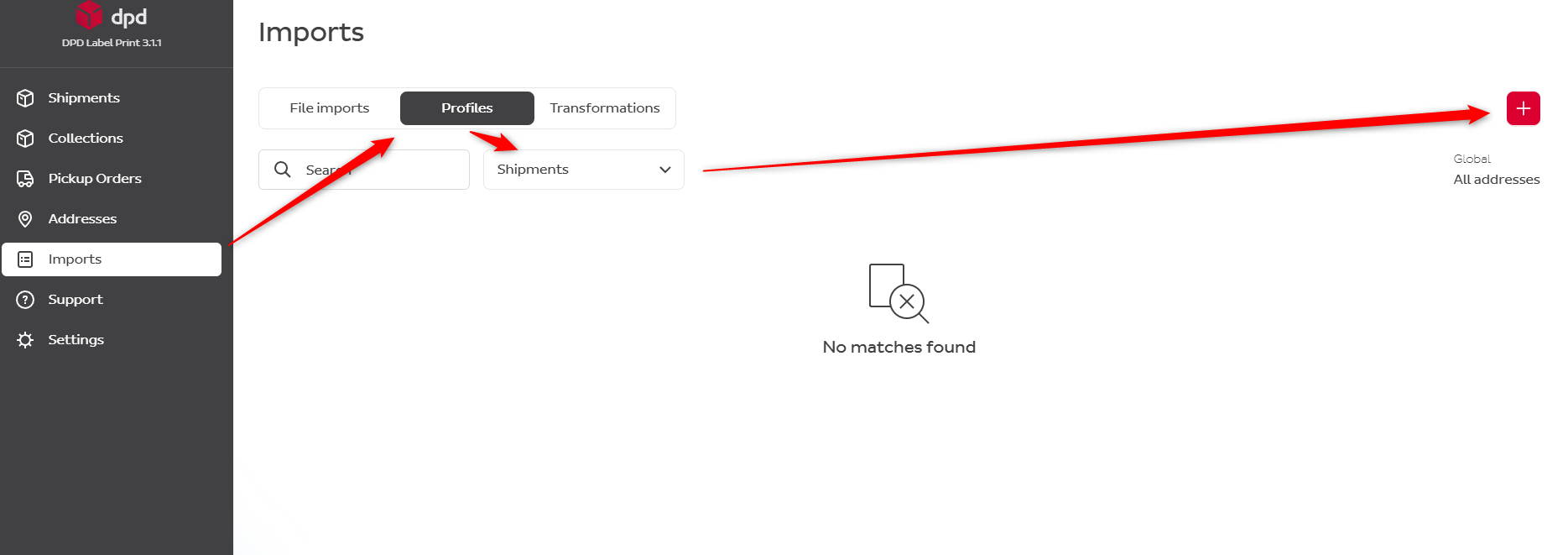 CSV import menu