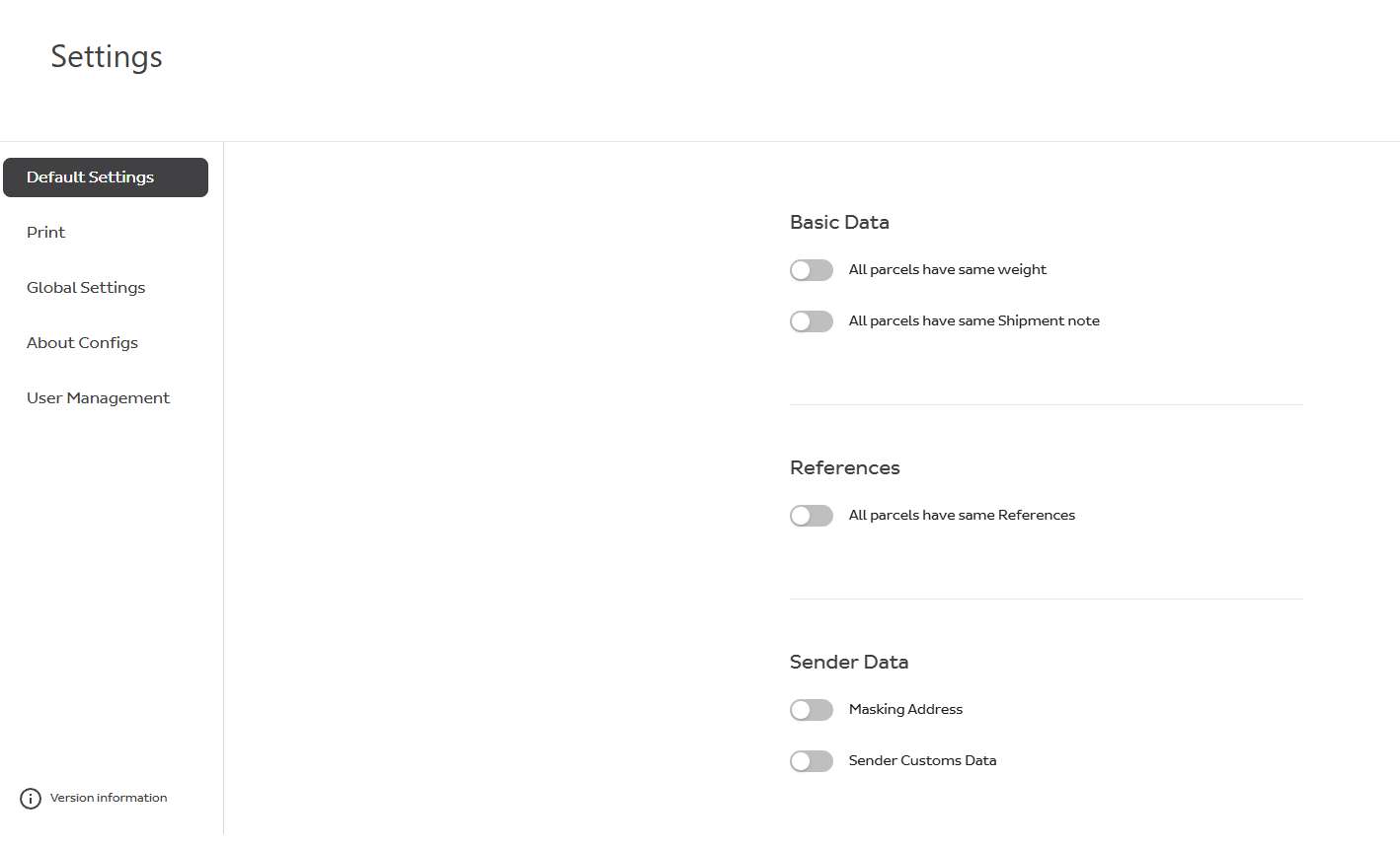 Default settings (1)