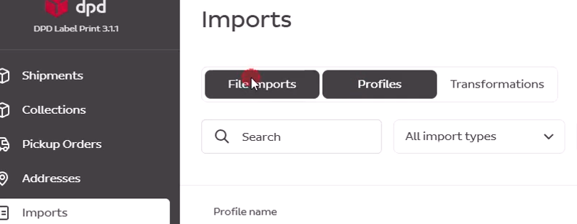 File imports menu