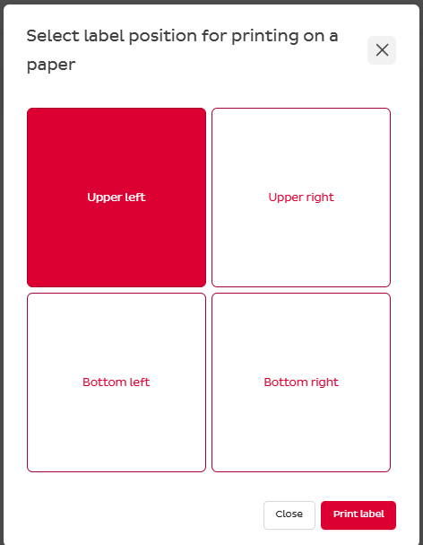 Label position dialog
