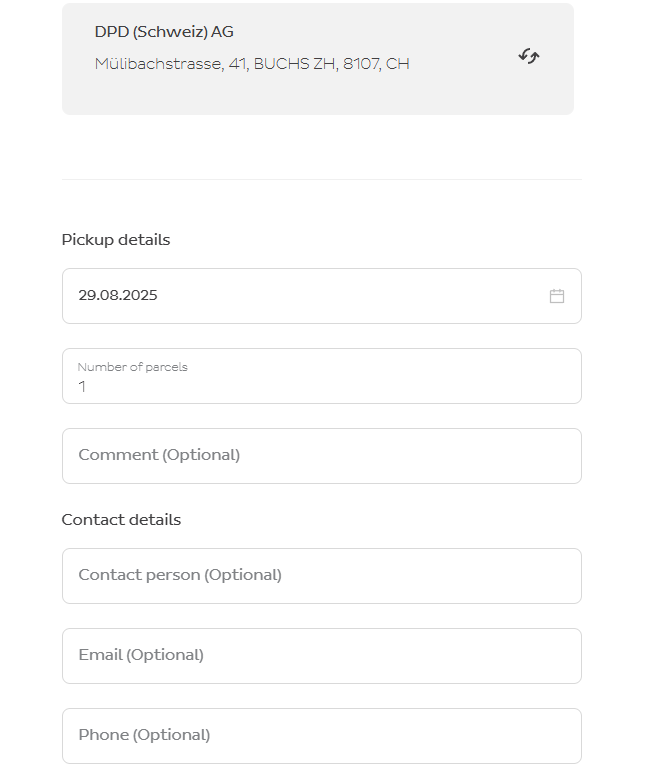 Pickup order form