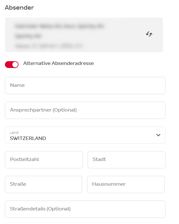 Feld Alternative Absenderadresse
