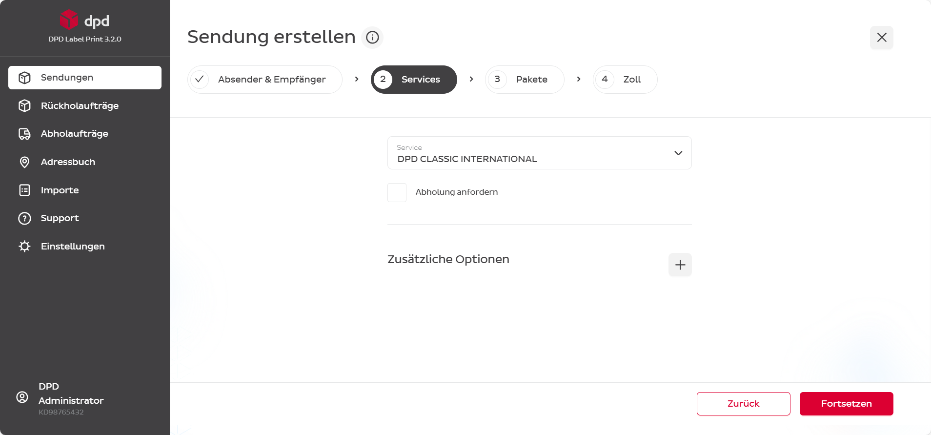 Service-Auswahl