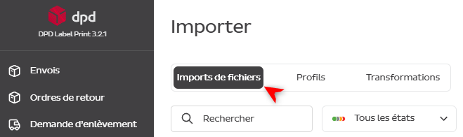 Menu Importations de fichiers