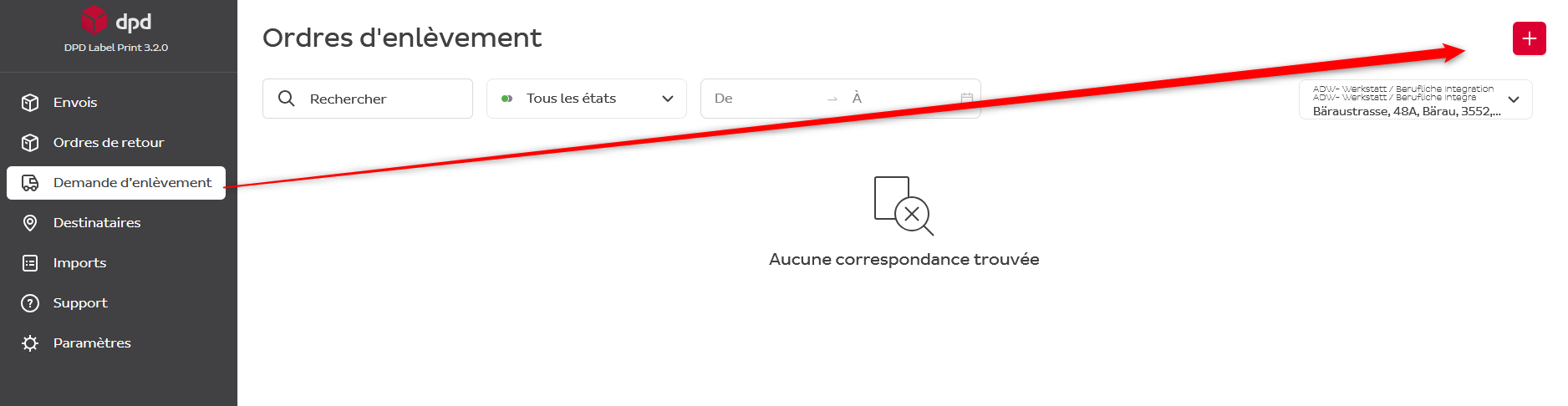 Bouton demandes d'enlèvement