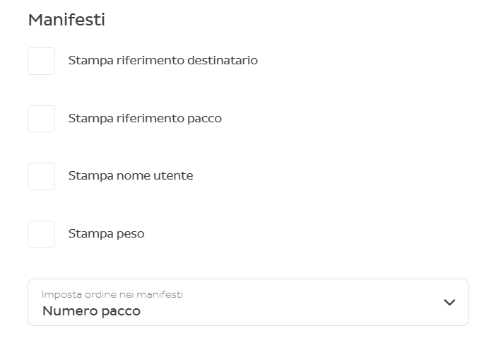 Impostazioni manifesti