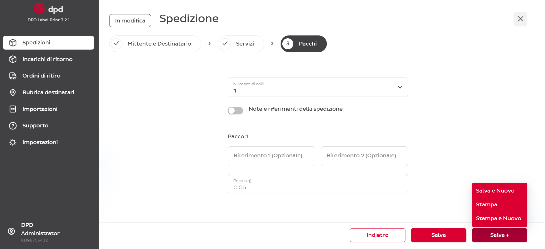 Stampa immediata dopo la creazione