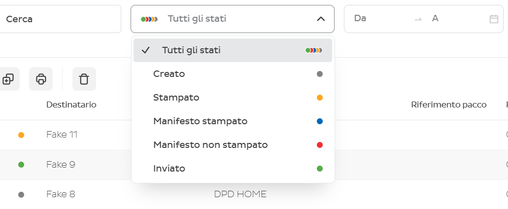 Filtro per stato